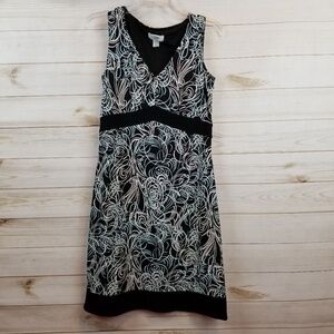 Loft black floral print A line dress size 4